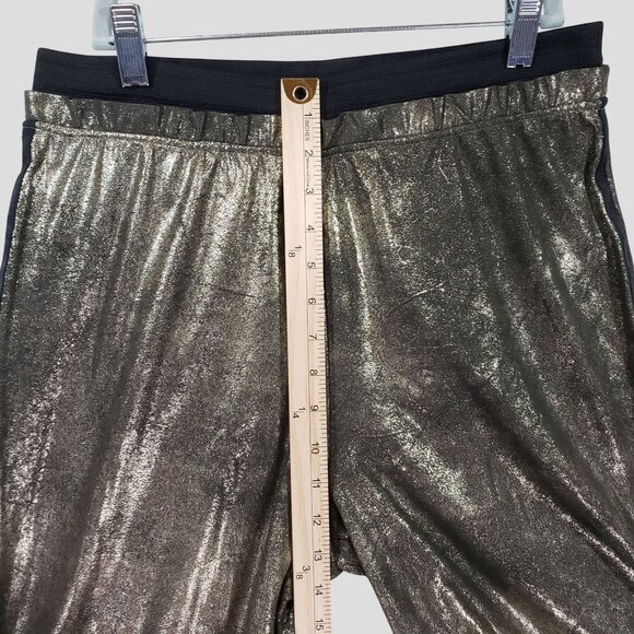 Free People Vegan Gold Metallic Wide Leg Track Pants Size S - Picture 9 of 10